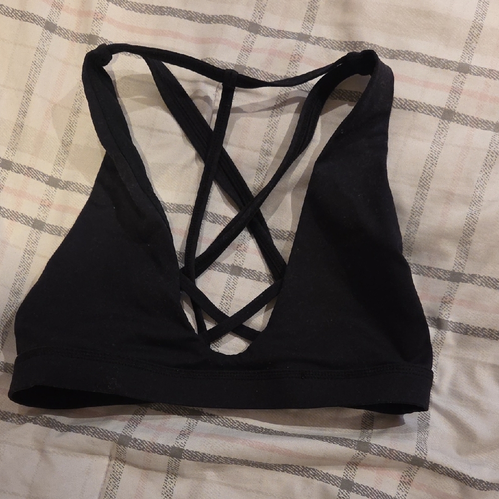 BuffBunny Black Strappy Sports Bra with Lattice Back